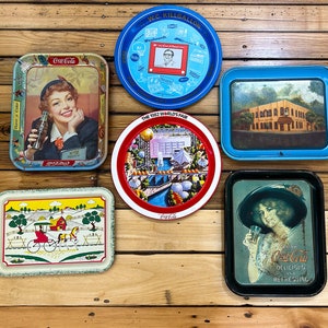 Vintage Metal Trays, Tin Tray, Metal Serving Tray, Serving Tray, Metal Trays, Ohio Art, Farmhouse Kitchen, Unique Bar Tray, Metal Tray