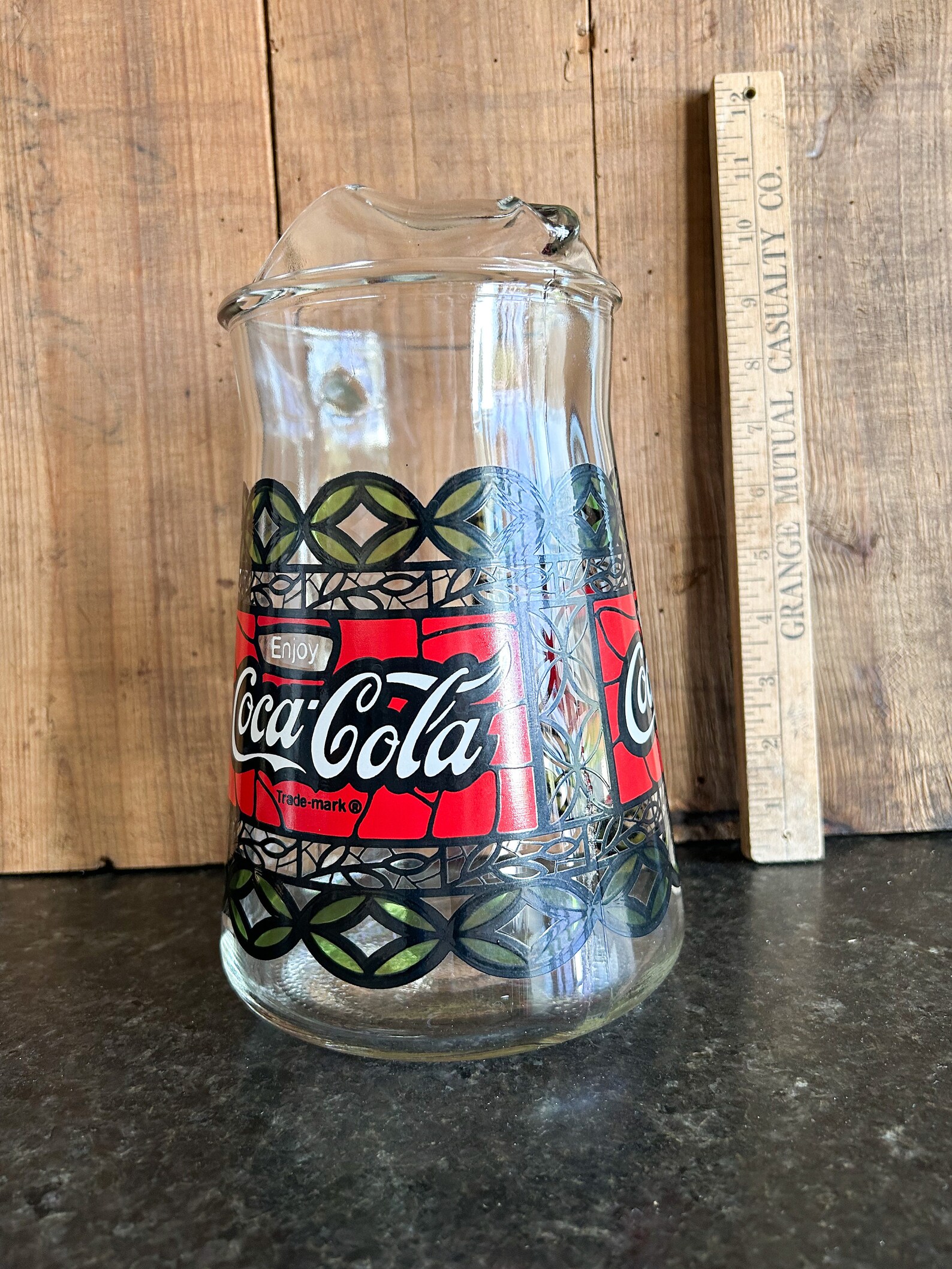 Vintage Coca Cola Pitcher Tiffany Style, Libbey Stained Glass, Coke ...