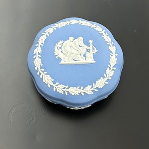 Blue Wedgewood Trinket Box, Made in England, Trinket Dish, Jewelry Dish, Vintage Trinket Box, Wedgwood Jasperware, Wedgewood