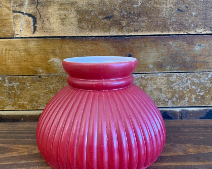 Antique Red Lamp Shade Vintage Oil Lamp Shade Student Style Red Ribbed