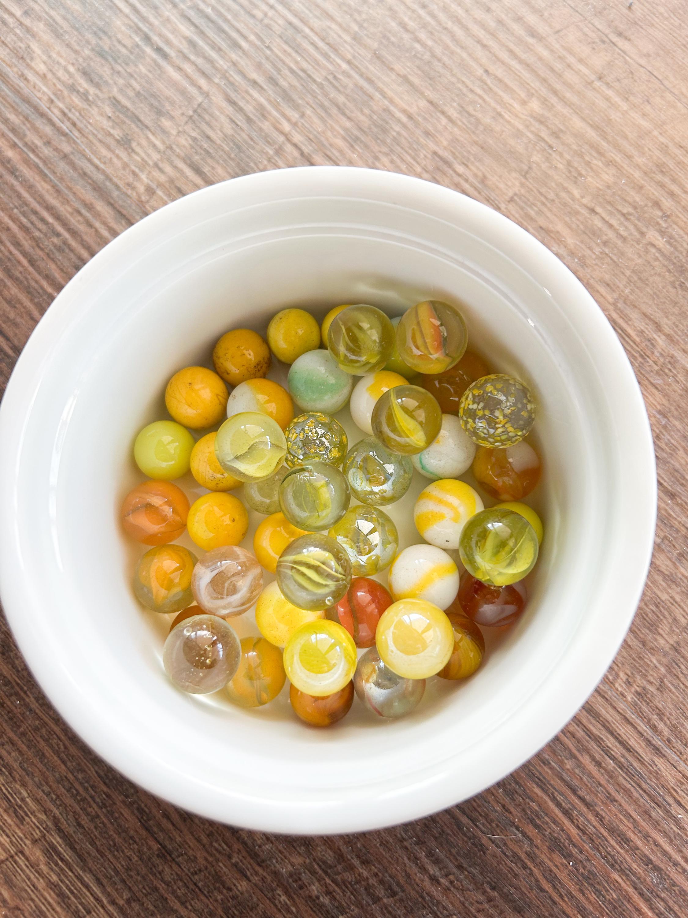 44 Various Yellow Marbles | Vintage Glass Marbles | Old Marbles | Marbles | Vintage Marbles | Antique Marbles | Colorful Marbles | Craft