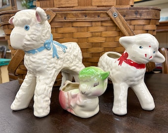 Vintage Pottery Planter, Succulent Plant Pot, Ceramic Pottery Planter, Succulent Planters, Pottery Plant Pots, Ceramic Pig, Ceramic Lamb