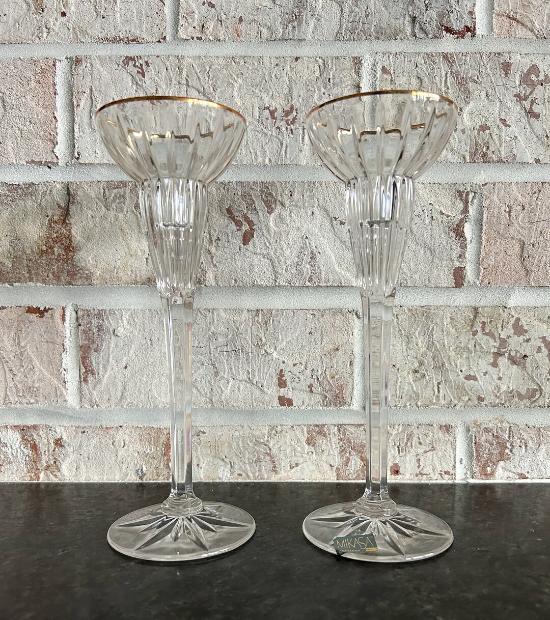 Vintage Mikasa Crystal Candlestick Holders, Lead Crystal Candle Holders