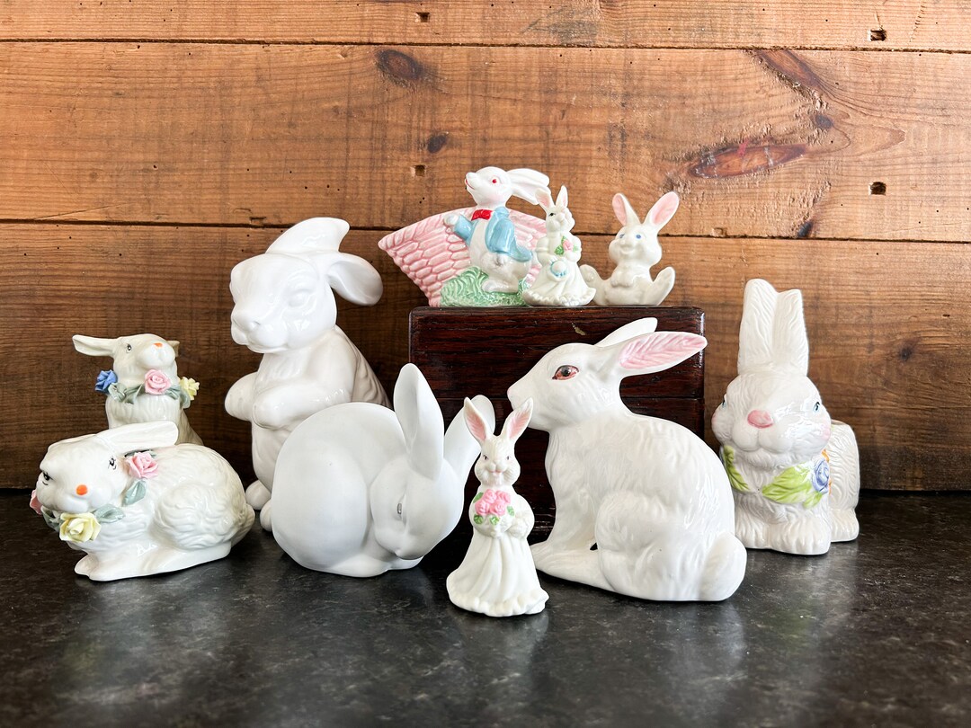 Vintage Bunny Figurine, Bunny Figures, Ceramic Bunny, Rabbit Figurine