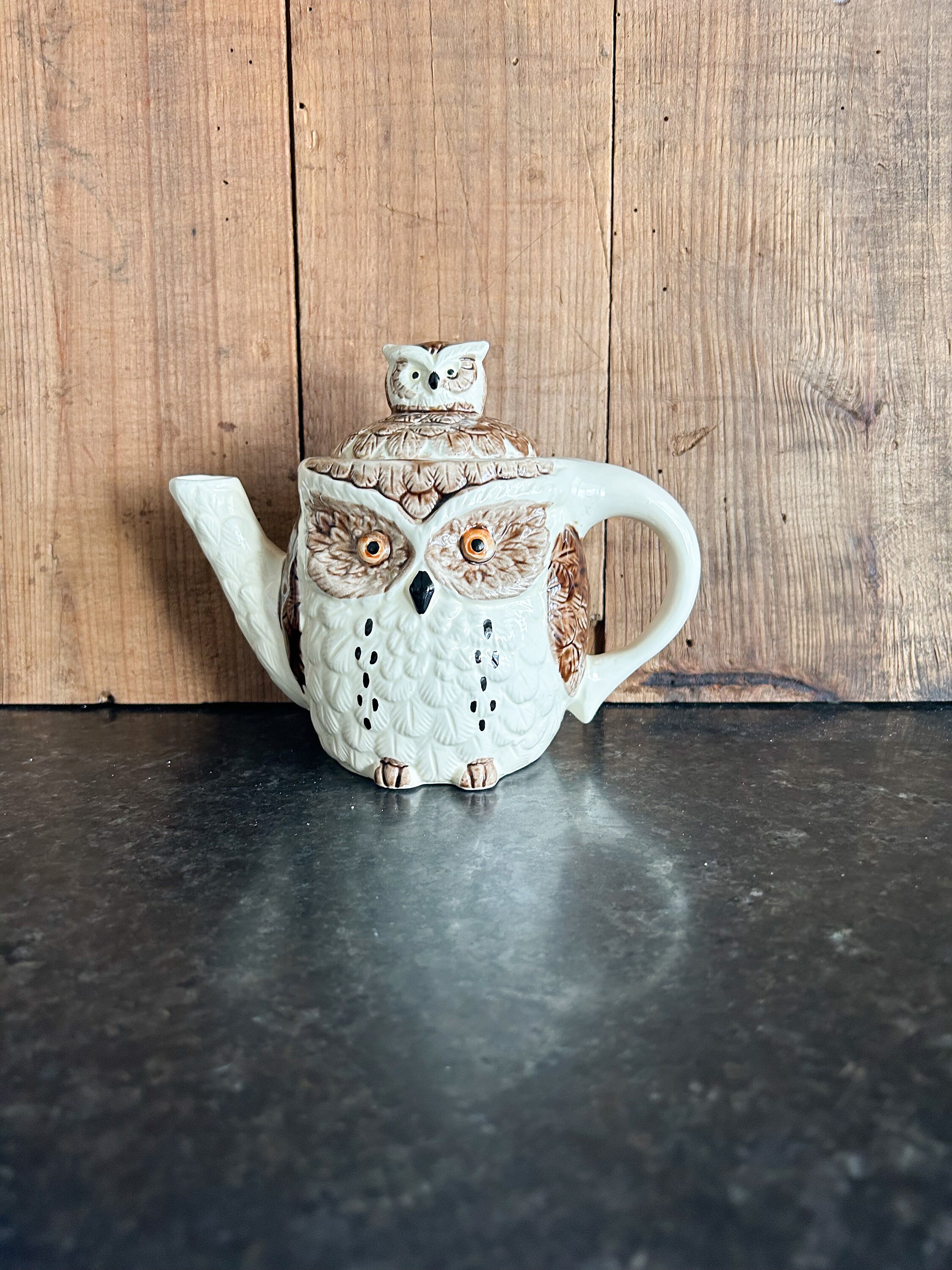 ENESCO エネスコ オルゴール Teapot ティーポット バンガロー Vintage Enesco Owl Teapot, Owl Teapot, Enesco Pottery