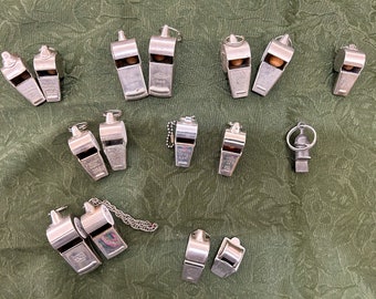 Set of 8 Vintage Whistles, Plastic Whistles, Vintage Toy Whistle