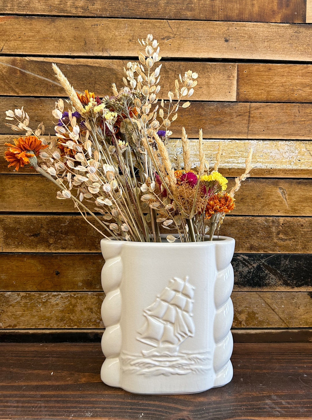 Vintage Abingdon Pottery Ship Pottery Art Deco Nautical Decor MCM Decor Midcentury Pottery