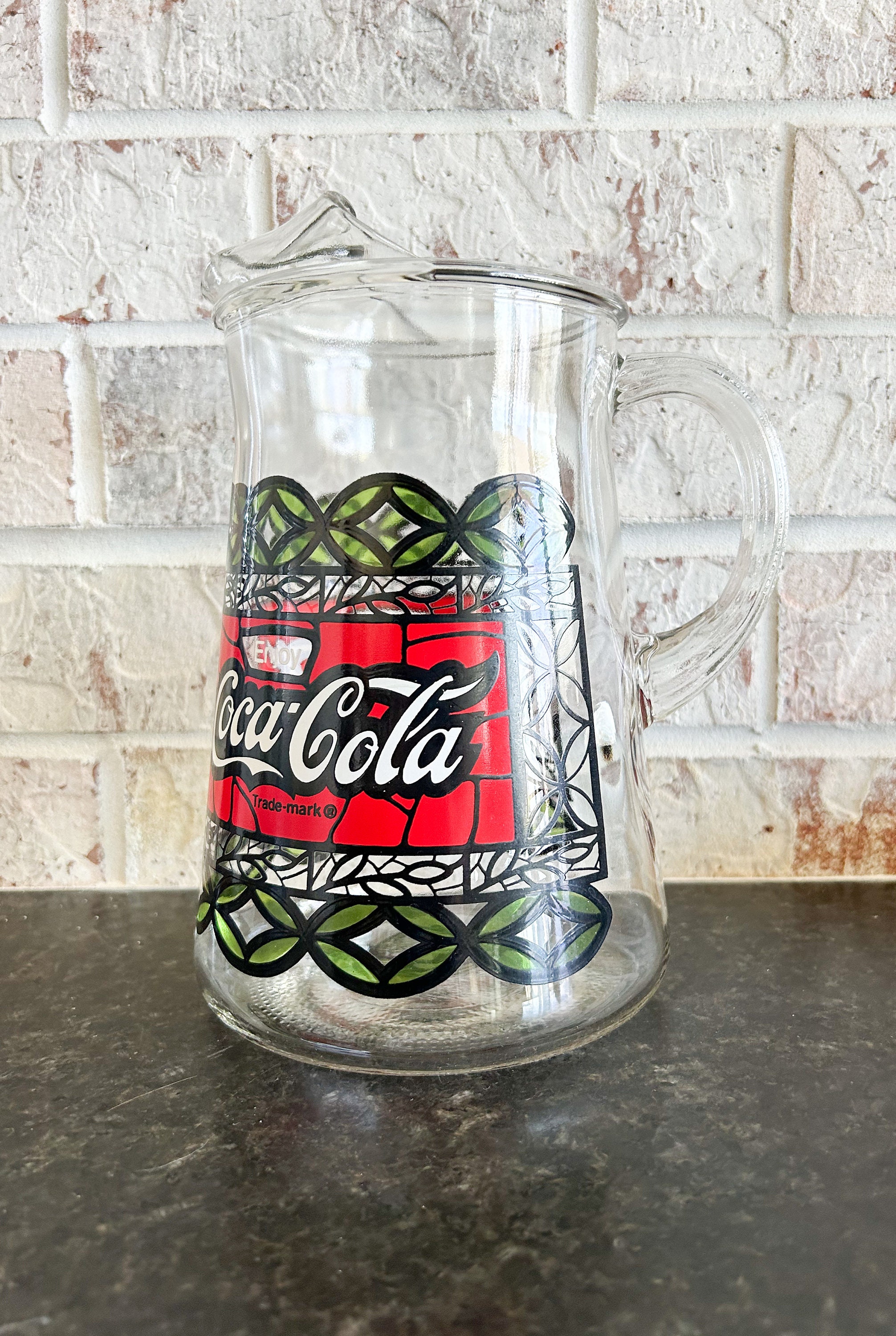 Vintage Coca Cola Pitcher Tiffany Style, Libbey Stained Glass, Coke ...