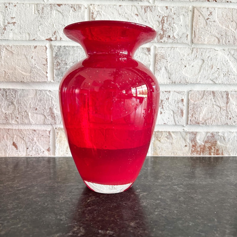 Ruby Red Vase - Etsy