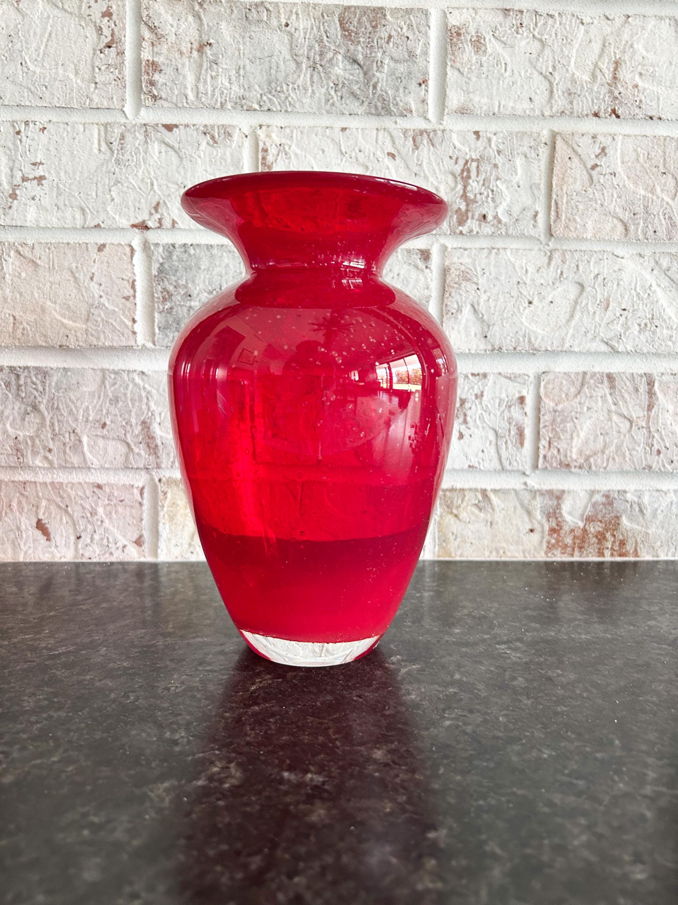 Vintage Red Glass Vases - Etsy