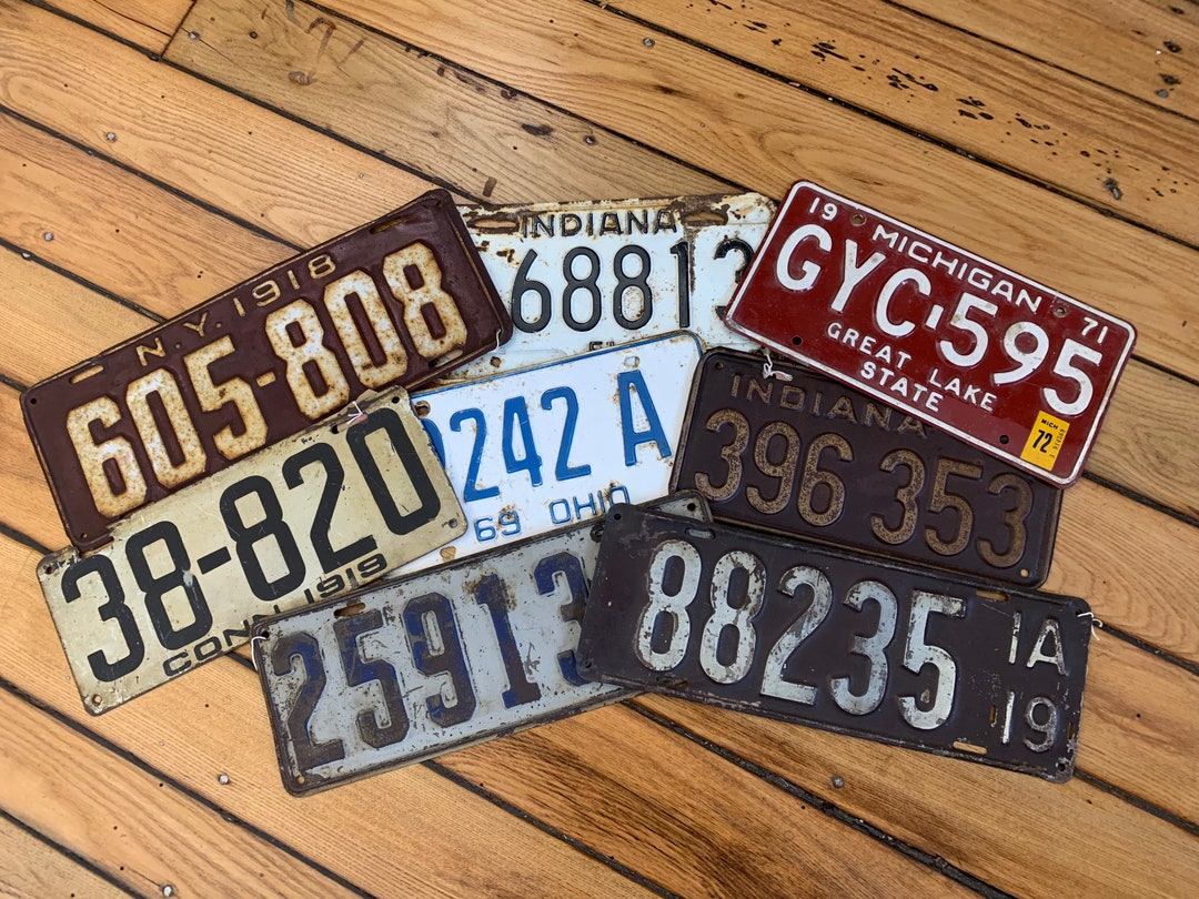Vintage License Plates Vintage Plates Mancave Decor Gift for Dad