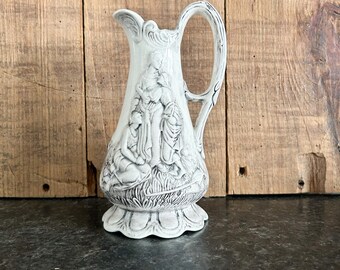 Vintage Ceramic Pitcher, Victorian Style Pitcher, Water Pitcher, Stoneware Pottery, Ceramic Pitchers, Lemonade Pitcher, Biblical Theme