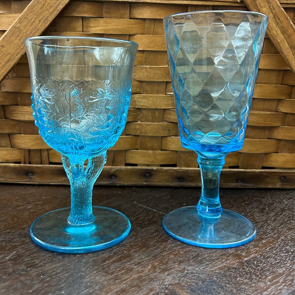 Blue Water Goblet, Blue Wine Glasses, Blue Stemmed Goblet, Replacement Water Glass, L G Wright Water Goblet, Goblet, Stemware, Replacement