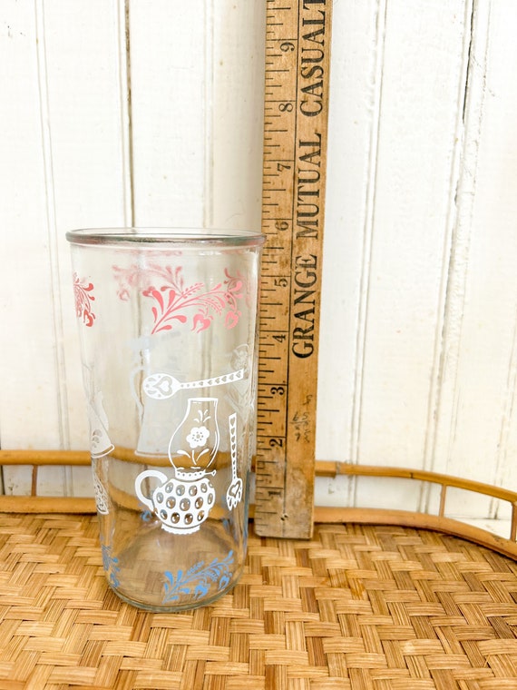 Vintage Hazel Atlas Pink Blue White Drinking Glasses Cottagecore