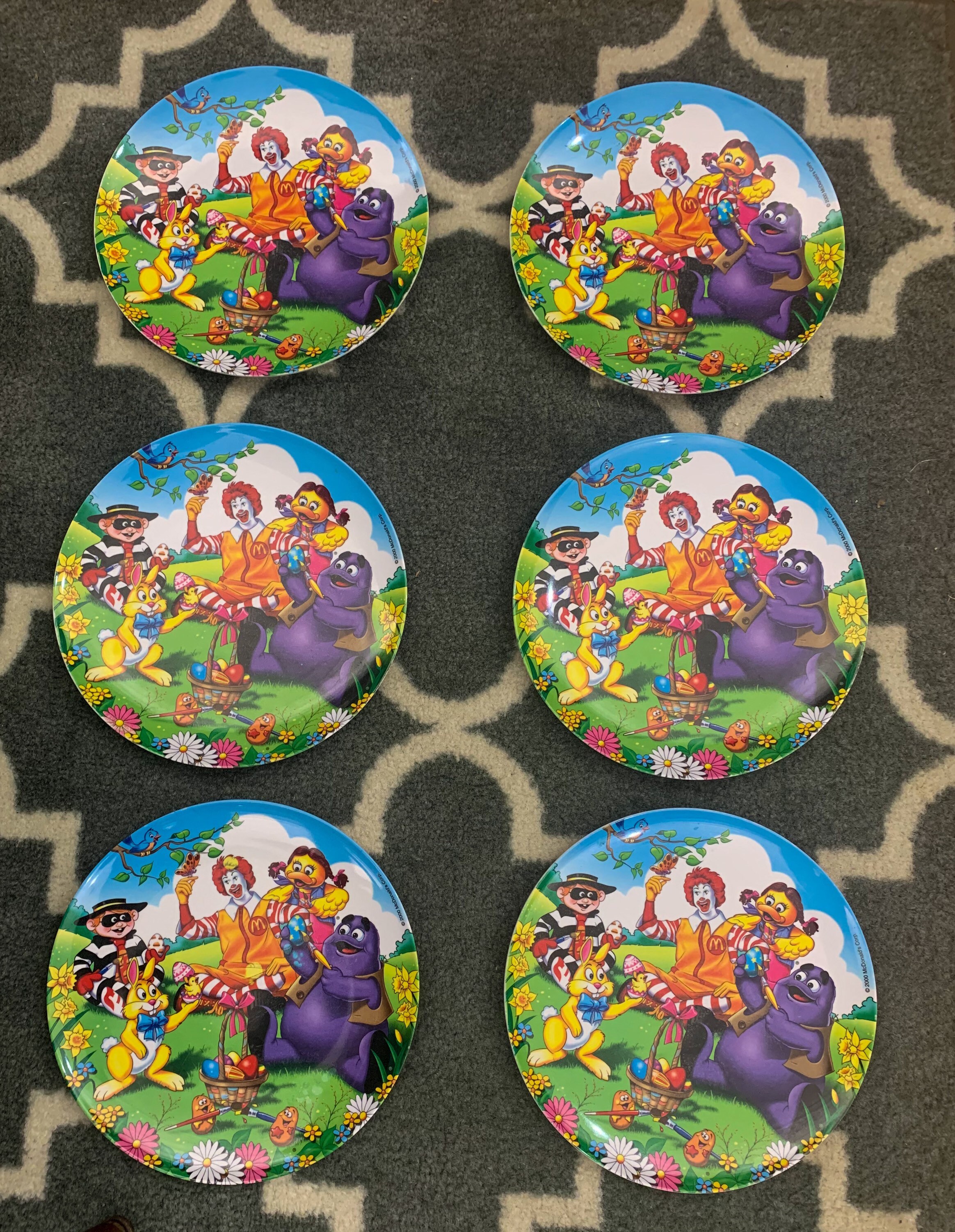 80' McDonald's Plastic Plate×4 マクドナルド絵皿 Vintage Mcdonald's Easter Plate| Mcdonalds Easter Painting