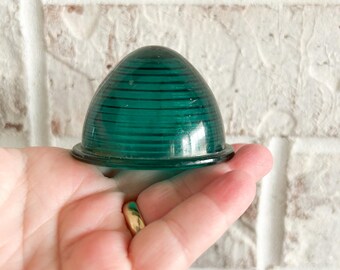 Vintage Green Glass KD Beehive Lamp Marker Lens, K D Marker Lens