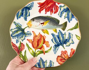 Vintage Anthropologie Lou Rota Nature Table Salad Plate, Fish Plate, Replacement Plate, Dessert Plate, Beach Decor, Whimsical