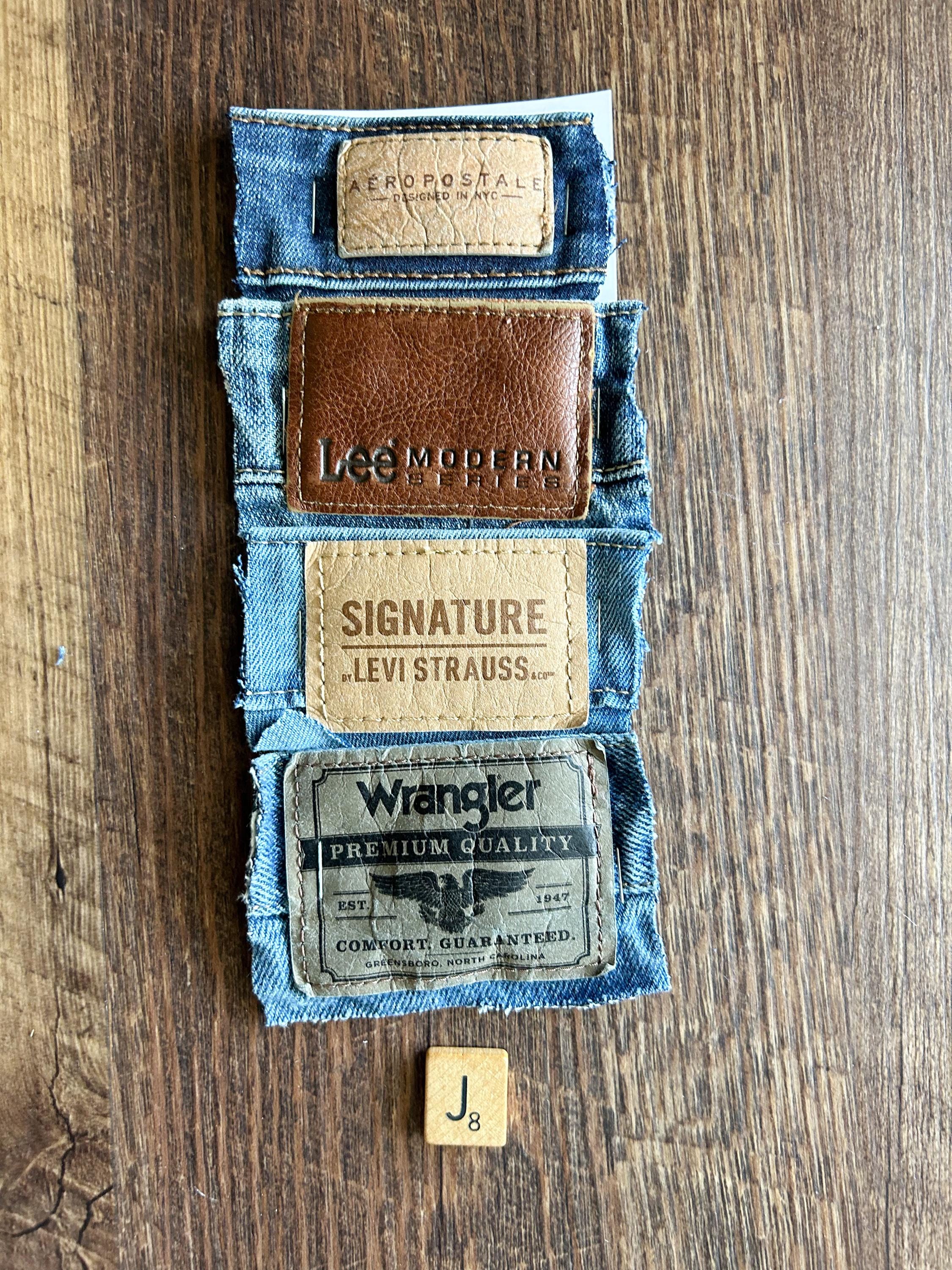 Salvaged Blue Jean Leather Tags, Jean Back Tags, Repurposed Jean Tags ...
