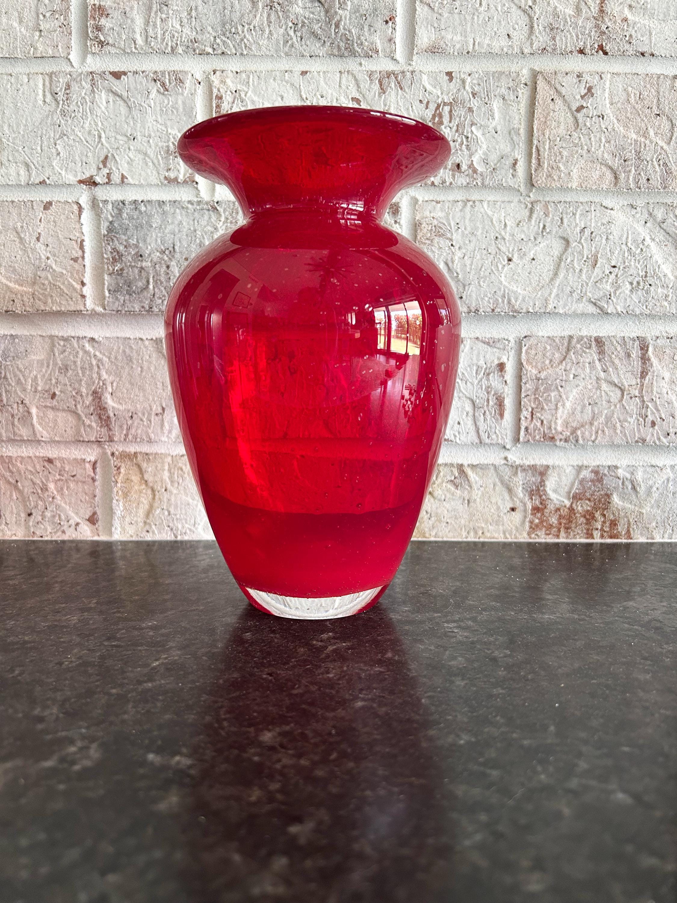 Vintage Red Glass Vase, Ruby Red Vase, Holiday Decor, Vintage Christmas ...