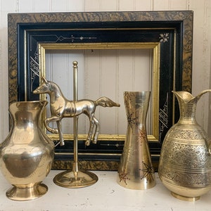 Brass Carousel Horse | Vintage Brass | Nursery Decor | BOHO Decor | MCM Style | Brass Pitcher | Vintage Brass Decor | Indian Home Decor