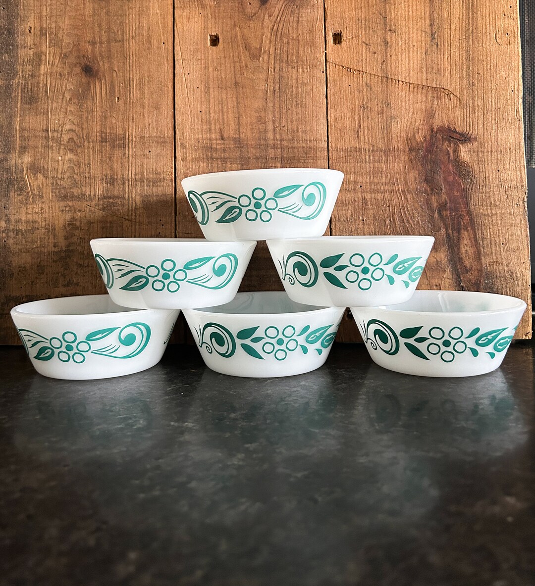 Federal Glass Cereal Bowls Green Federal Glass Bowl Aqua Etsy