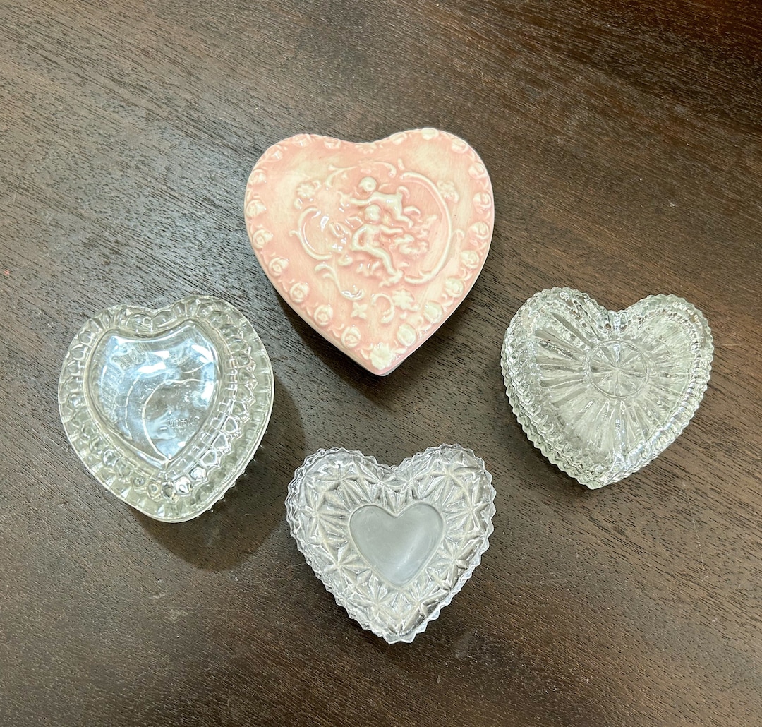Heart Trinket Dish Glass Heart Trinket Dish Heart Shaped Jewelry Dish