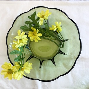 Green Anchor Hocking Dish | Vintage Anchor Hocking Bowl | Anchor Hocking Bowl Scalloped Edge | Green Depression Glass Bowl | Retro Decor