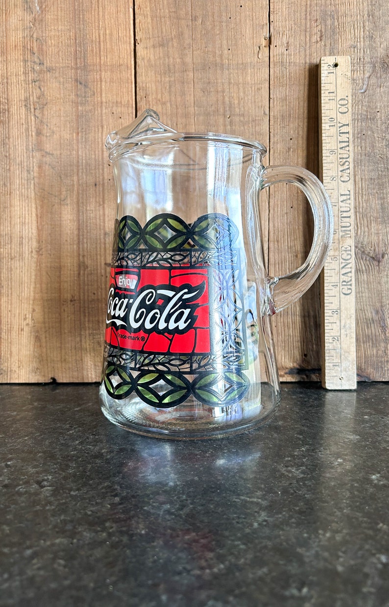 Vintage Coca Cola Pitcher Tiffany Style, Libbey Stained Glass, Coke ...