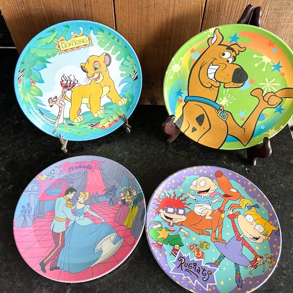 Vintage Childrens Plates, Child Plate, Kids Melamine Plate, Whimsical Plate, Kids Plates, Vintage Disney, Vintage Lion King, Vintage Scooby