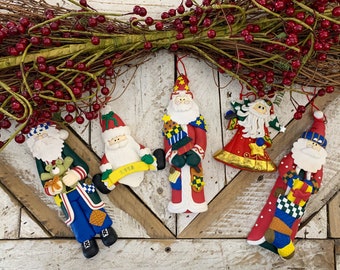 Unique Santa Ornaments |  Whimsical Santa Ornament | Vintage Santa Ornament | Christmas Ornaments | Santa Ornaments | Christmas Tree Decor