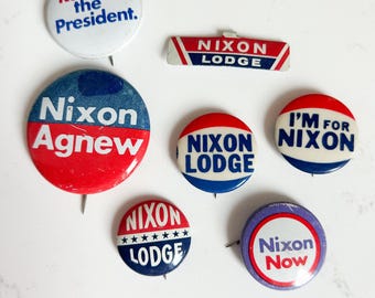 Vintage Political Buttons, Nixon, Campaign Button, Herbert Hoover, Pinback Button, Carter Mondale, Jimmy Carter, Richard Nixon, Choice of