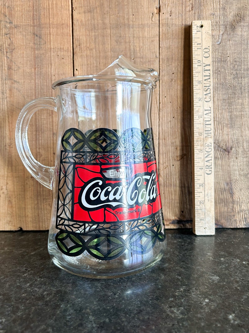 Vintage Coca Cola Pitcher Tiffany Style, Libbey Stained Glass, Coke ...