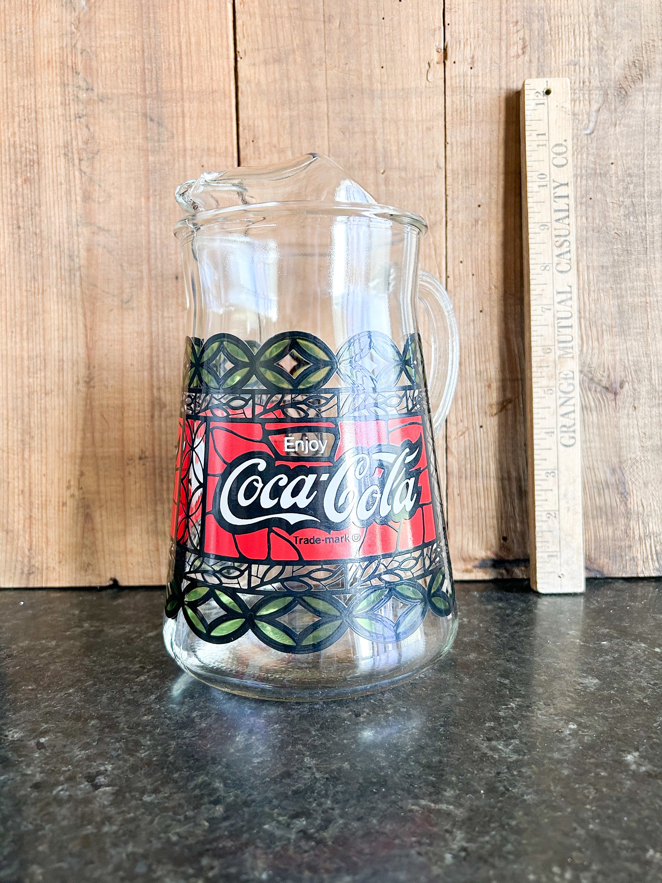 Vintage Coca Cola Pitcher Tiffany Style, Libbey Stained Glass, Coke ...