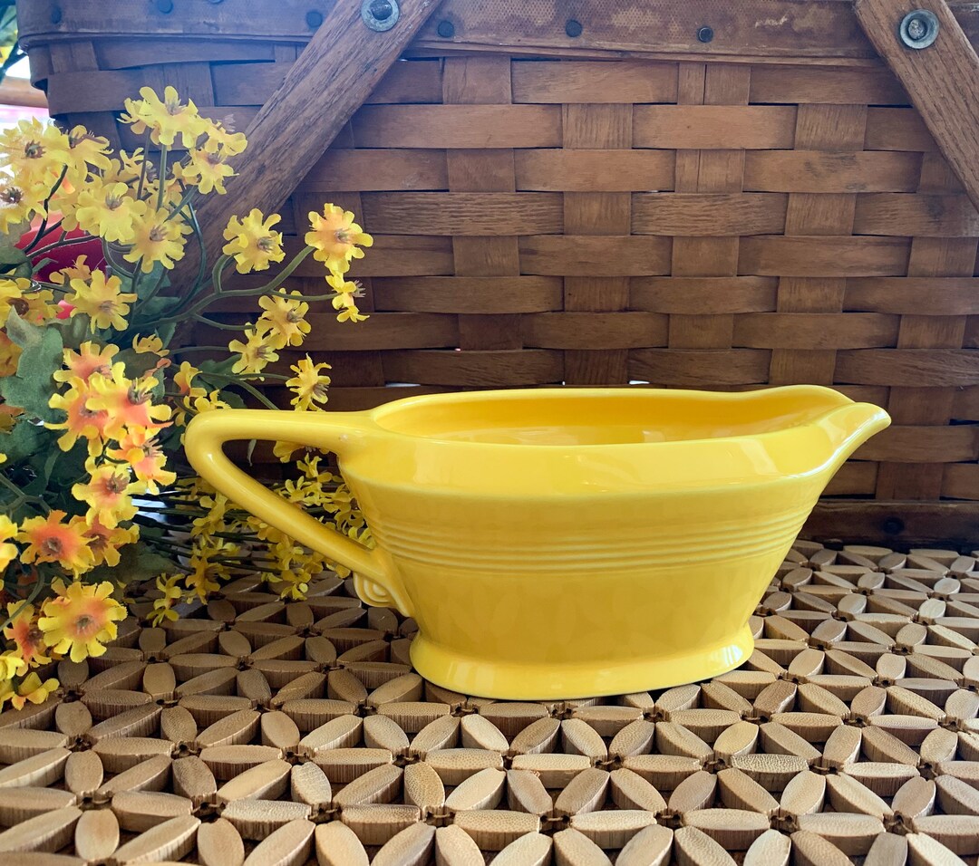 Yellow Fiesta Ware Gravy Boat Yellow Fiestaware Vintage Yellow Fiestaware Harlequin Retro