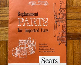 Vintage Sears Volkswagen Auto Parts Catalogue, 1965, Imported Car Catalog Replacements Parts,