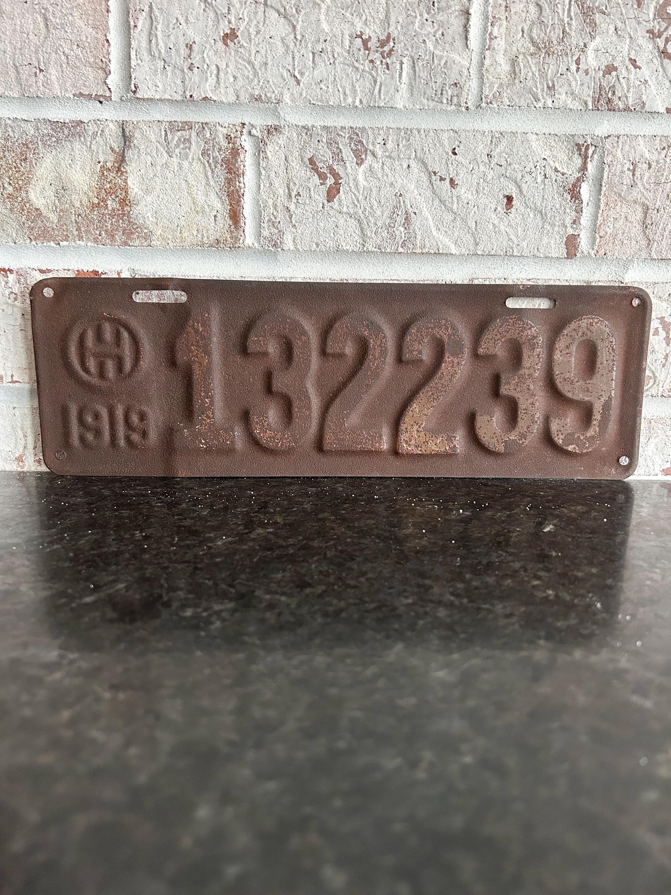 1919 Ohio License Plate, Vintage License Plate, Vintage Plate