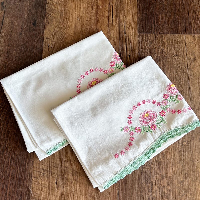 Hand embroidered pillow cases etsy