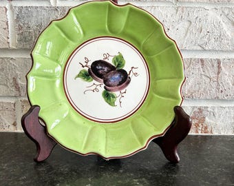 Plato vintage pintado a mano, hecho en Italia, con bordes ondulados, plato para fruta, plato de mediados de siglo, hecho a mano, plato para aperitivos, decoración de mediados de siglo, decoración MCM