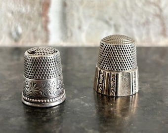 2 Sterling Silver Thimbles, Vintage Thimbles, Sterling Silver Thimbles, Vintage Silver Thimble, Sterling Silver, Thimble Collector