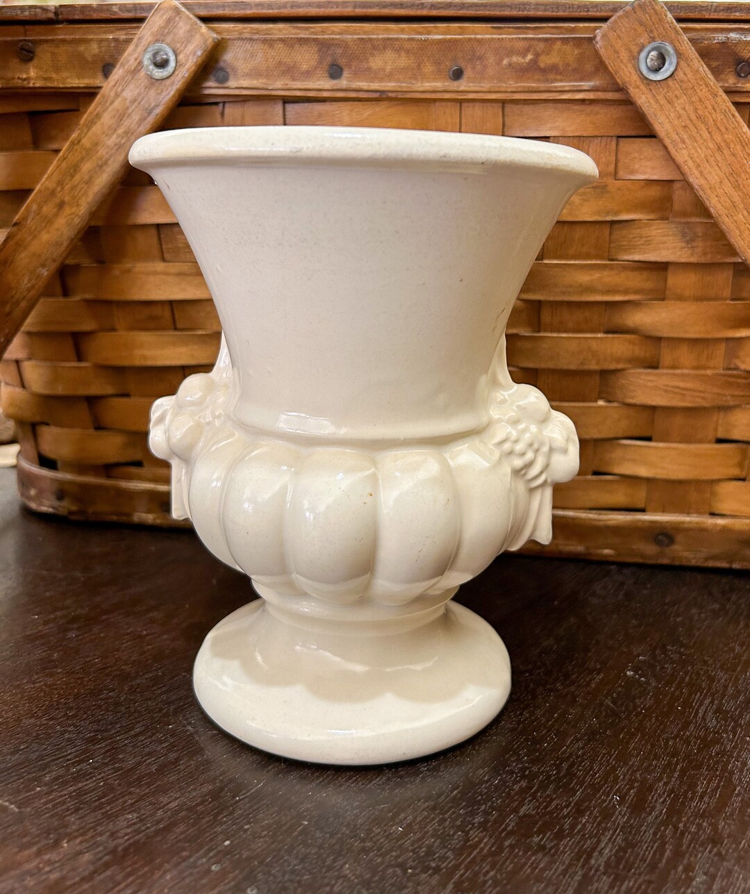 Vintage Mccoy Mccoy Pedestal Vase White Pottery Vase Mccoy Etsy