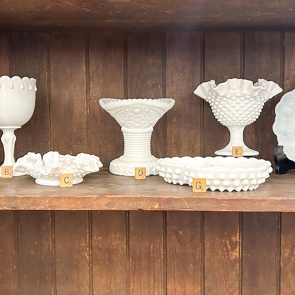 Milk Glass Vase, Fenton Style Hobnail Vase, Hobnail Vase,  Pedestal Vase, Footed Milk Glass, Milk Glass Candy Dish, Vintage Milk Glass