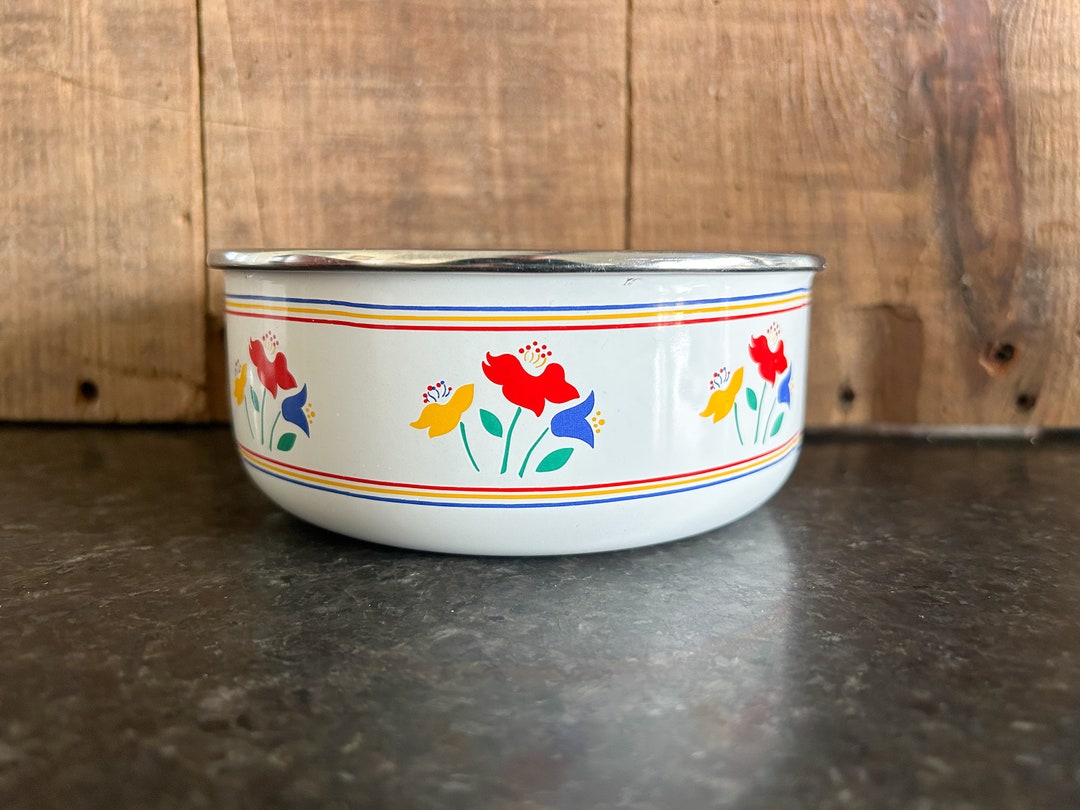 Vintage Enamel Bowl Enamel Cereal Bowl Vintage Kitchen Bowl Etsy