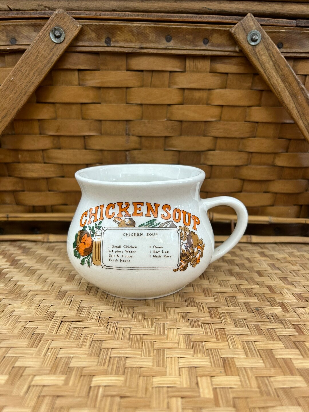 Vintage Chicken Soup Mug Chicken Soup Bowl Ceramic Soup Etsy