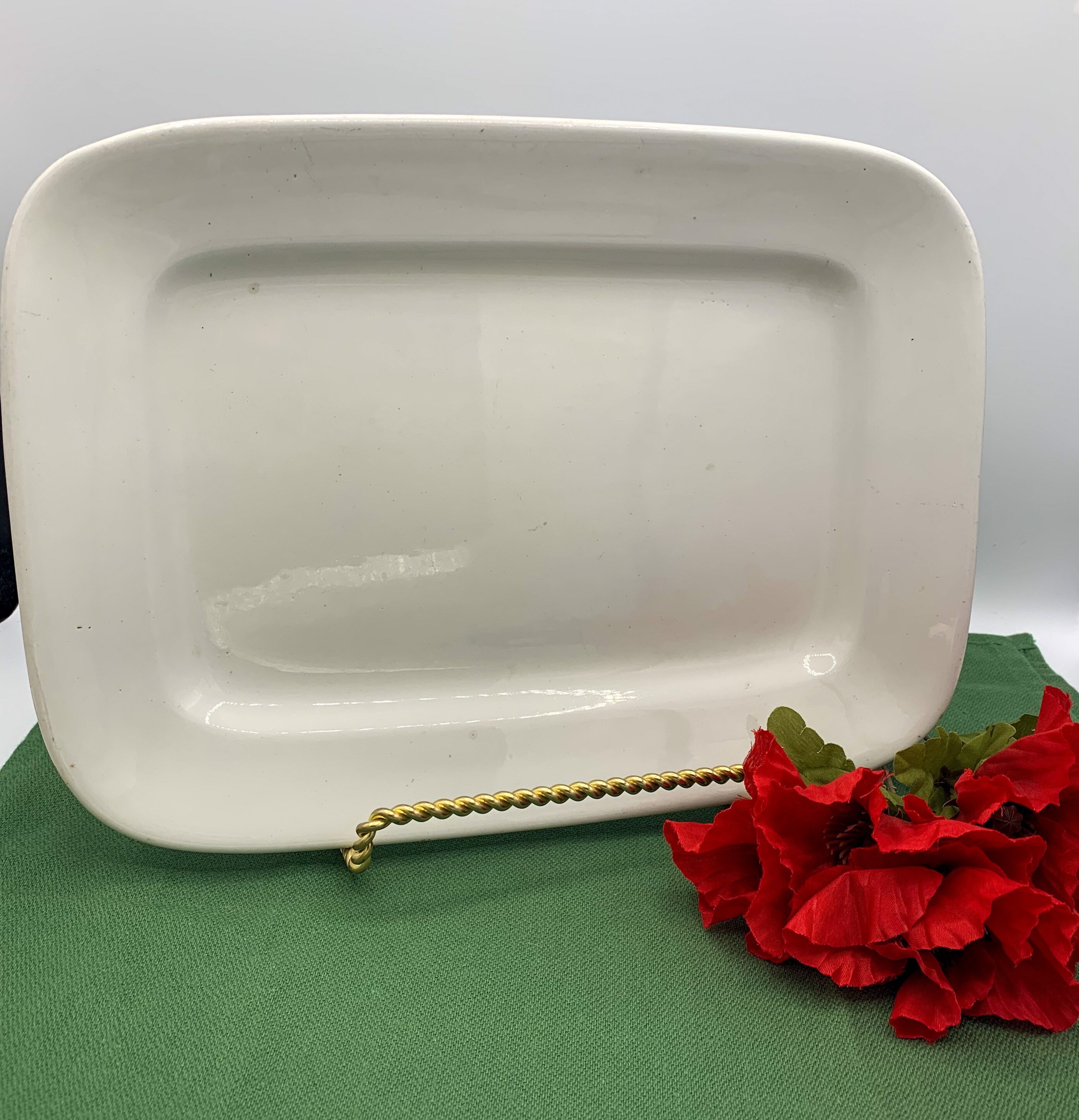 Antique Vintage Ironstone Platter Large White Serving Etsy