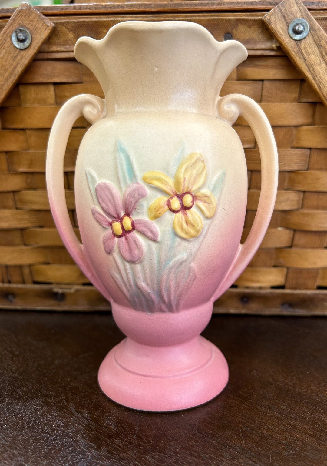 Vintage Hull Pottery Vase Double Handle Pottery Vase Hull Pottery