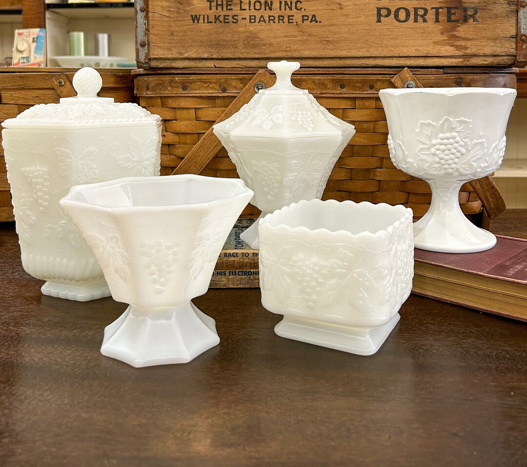 Vintage Fire King Milk Glass Milk Glass Biscuit Jar Mlik Glass Candy