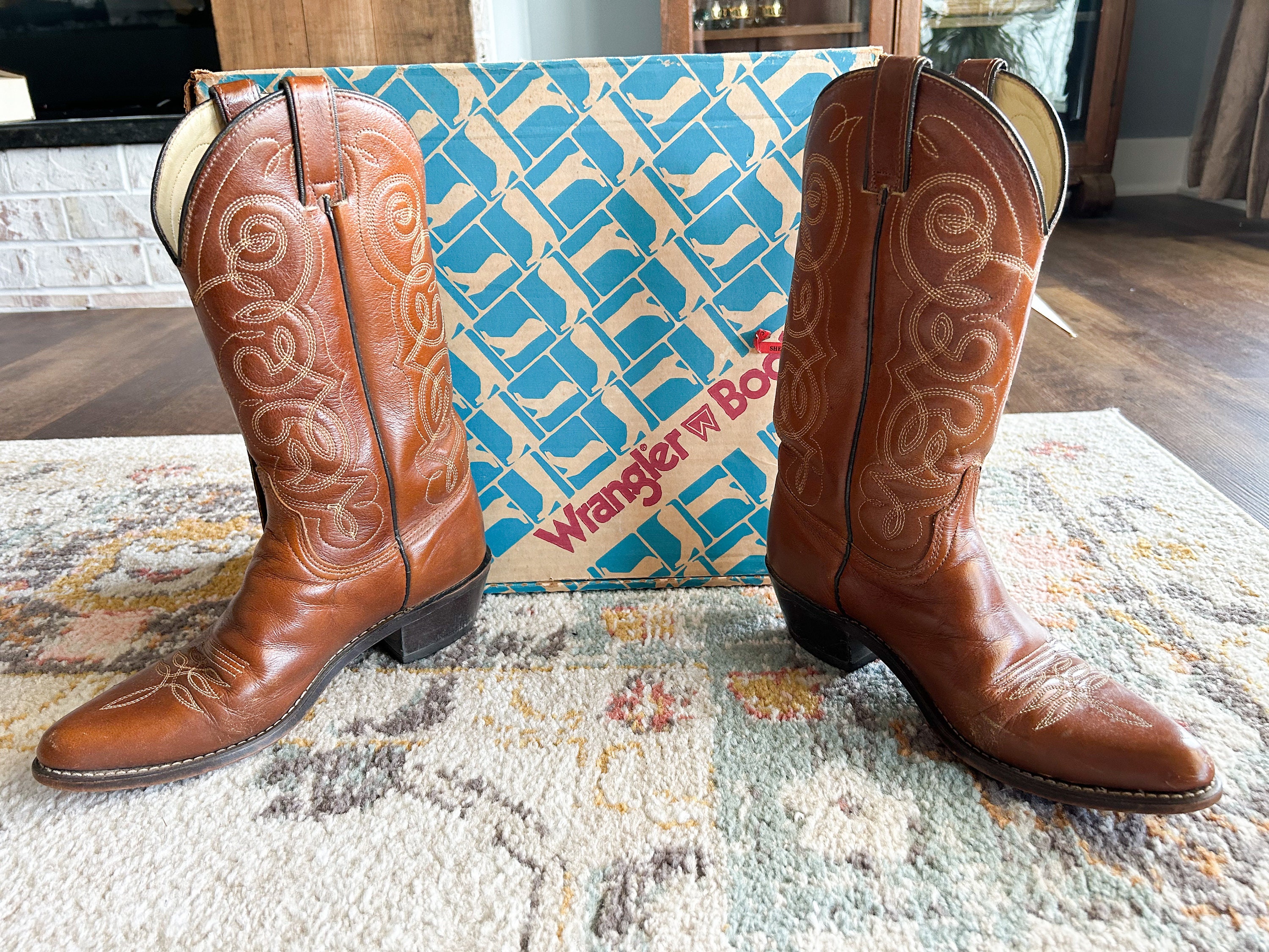 靴 vintage western boots Vintage Cowboy Boots, Vintage Brown Cowboy Boots, Size 8D