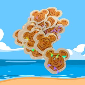 Gofre de Mickey - Juego de 20 - Pegatina de crucero DCL - Regalo extensor de pez con polvo de hadas holográfico