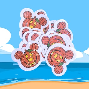 Mickey Pumpkin - Set of 20 - DCL Cruise Sticker  – Holographic Pixie Dust Fish Extender Gift