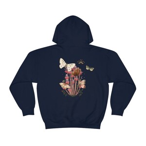 Moth Hoodie, Mushroom Hoodie, Cottagecore, goblincore hoodie, goth moth sweatshirt, cottage core hoodie, dark academia, mystical shirt image 2